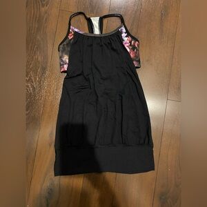 Lululemon 4 No Limits Tank Spring Has Sprung Floral Black rare y2k top active